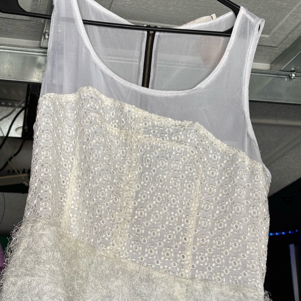 Women’s White Lace and Faux Fur Dress